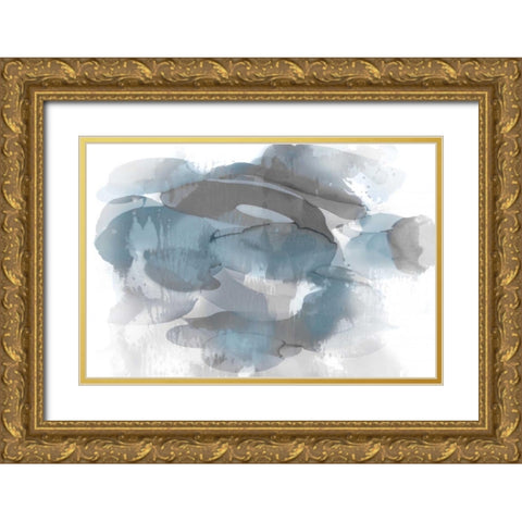 Aqua Flow I Gold Ornate Wood Framed Art Print with Double Matting by Jett, Kristina