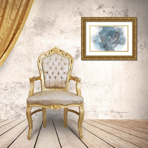 Aqua Flow II Gold Ornate Wood Framed Art Print with Double Matting by Jett, Kristina