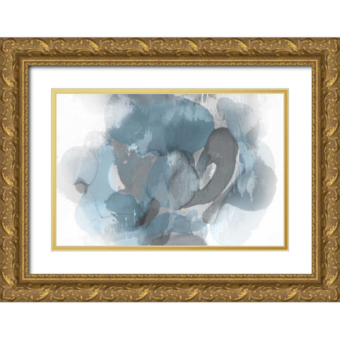 Aqua Flow II Gold Ornate Wood Framed Art Print with Double Matting by Jett, Kristina
