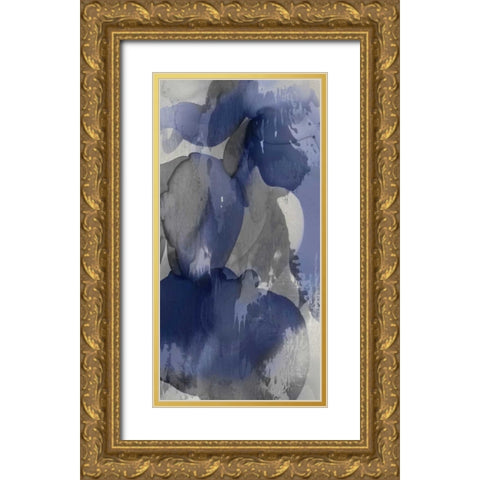 Cascade Indigo Triptych I Gold Ornate Wood Framed Art Print with Double Matting by Jett, Kristina