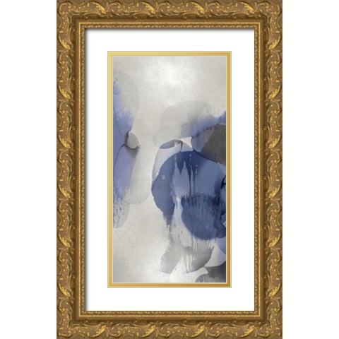 Cascade Indigo Triptych II Gold Ornate Wood Framed Art Print with Double Matting by Jett, Kristina
