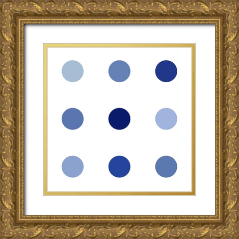 Circle Three Blue Gold Ornate Wood Framed Art Print with Double Matting by Langdon, Karl