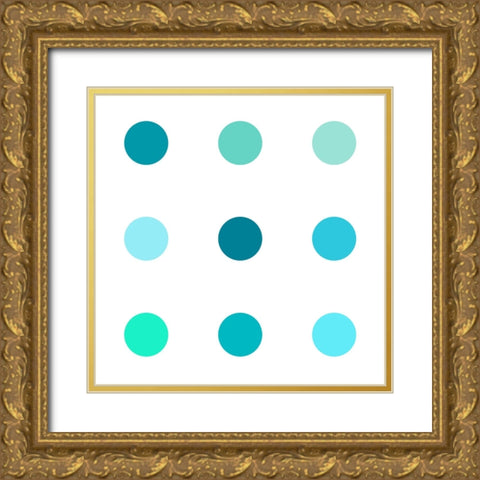 Circle Three Blue Green Gold Ornate Wood Framed Art Print with Double Matting by Langdon, Karl