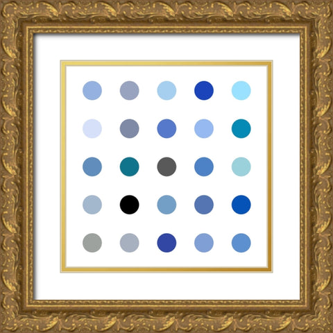 Circle Five Blue Gold Ornate Wood Framed Art Print with Double Matting by Langdon, Karl