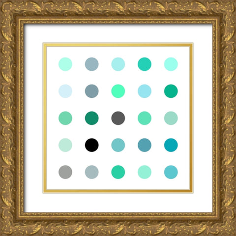 Circle Five Green Gold Ornate Wood Framed Art Print with Double Matting by Langdon, Karl