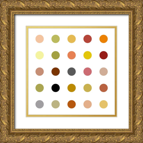 Circle Five Earth Tones Gold Ornate Wood Framed Art Print with Double Matting by Langdon, Karl