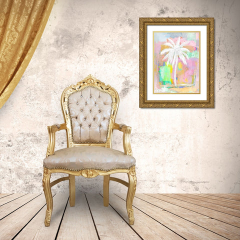 Abstract Pastel Palm Gold Ornate Wood Framed Art Print with Double Matting by Blake, Madeline