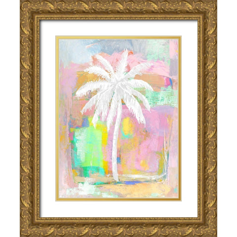 Abstract Pastel Palm Gold Ornate Wood Framed Art Print with Double Matting by Blake, Madeline