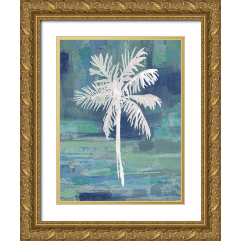 Abstract Palm Blue I Gold Ornate Wood Framed Art Print with Double Matting by Blake, Madeline