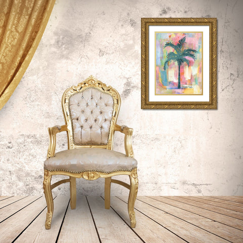 Abstract Green Palm Gold Ornate Wood Framed Art Print with Double Matting by Blake, Madeline