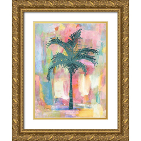 Abstract Green Palm Gold Ornate Wood Framed Art Print with Double Matting by Blake, Madeline