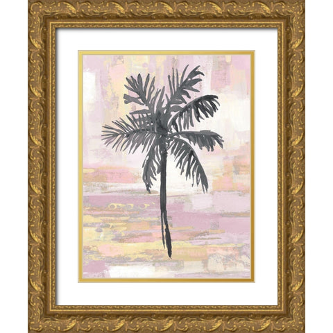 Abstract Palm Pink Blush Gold Ornate Wood Framed Art Print with Double Matting by Blake, Madeline