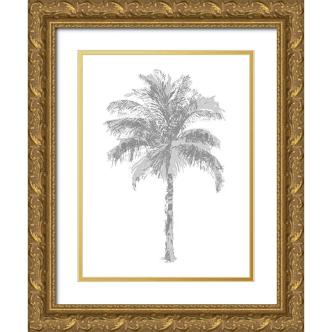 Palm Gray II Gold Ornate Wood Framed Art Print with Double Matting by Blake, Madeline