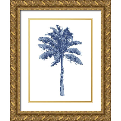 Palm Blue I Gold Ornate Wood Framed Art Print with Double Matting by Blake, Madeline