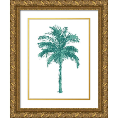 Palm Green II Gold Ornate Wood Framed Art Print with Double Matting by Blake, Madeline