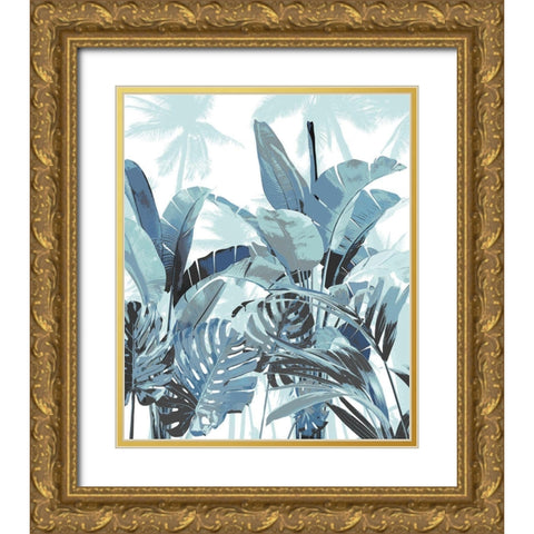 Palm Forest Blue II Gold Ornate Wood Framed Art Print with Double Matting by Blake, Madeline