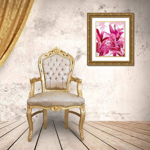 Palm Forest Pink II Gold Ornate Wood Framed Art Print with Double Matting by Blake, Madeline