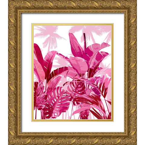 Palm Forest Pink II Gold Ornate Wood Framed Art Print with Double Matting by Blake, Madeline