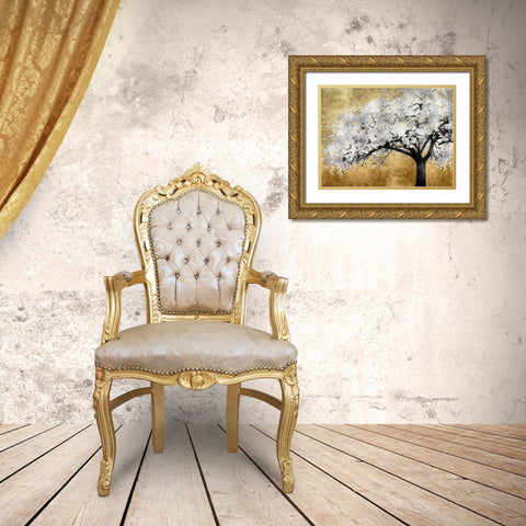Silver Blossoms Gold Ornate Wood Framed Art Print with Double Matting by Bennett, Kate