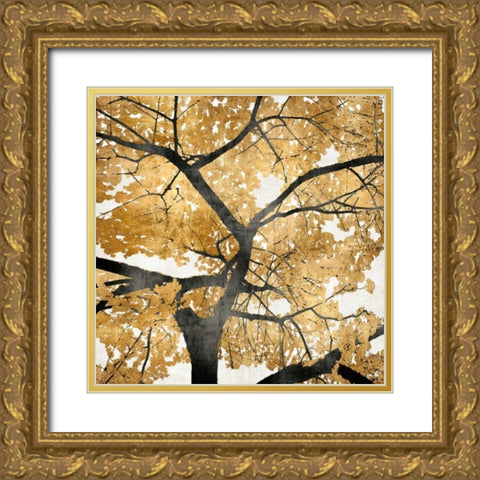 Golden Leaves Gold Ornate Wood Framed Art Print with Double Matting by Bennett, Kate
