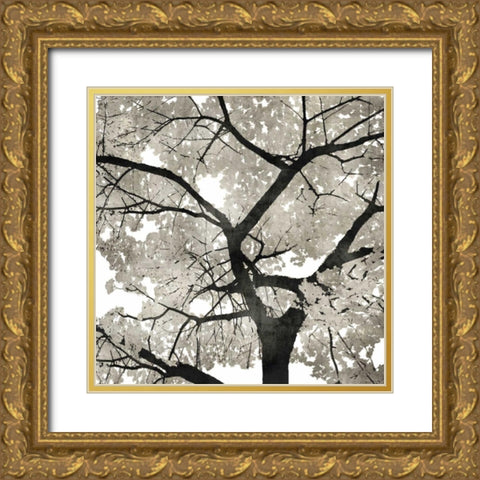 Silver Leaves Gold Ornate Wood Framed Art Print with Double Matting by Bennett, Kate