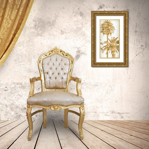 Golden Palms Panel IV Gold Ornate Wood Framed Art Print with Double Matting by Bennett, Kate