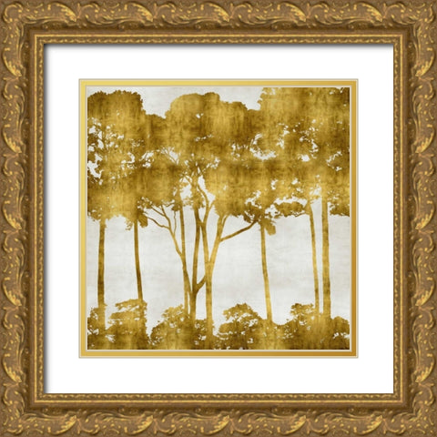 Tree Lined In Gold I Gold Ornate Wood Framed Art Print with Double Matting by Bennett, Kate