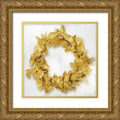 Golden Wreath I Gold Ornate Wood Framed Art Print with Double Matting by Bennett, Kate