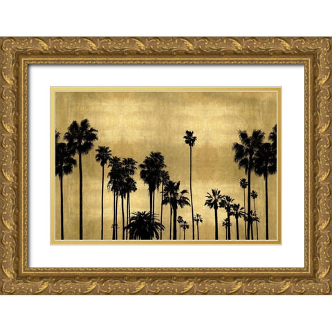 Palm Row on Gold Gold Ornate Wood Framed Art Print with Double Matting by Bennett, Kate
