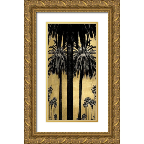 Palms with Gold I Gold Ornate Wood Framed Art Print with Double Matting by Bennett, Kate