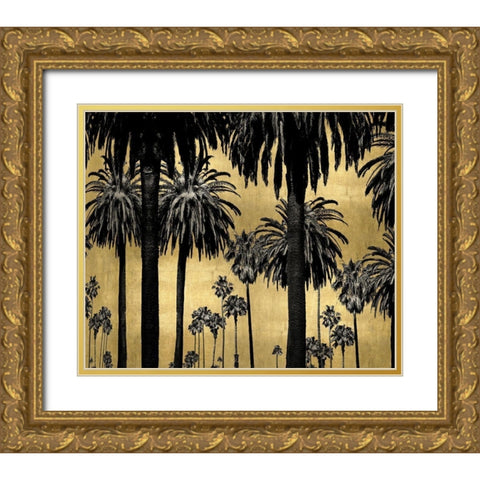 Palms on Gold Gold Ornate Wood Framed Art Print with Double Matting by Bennett, Kate