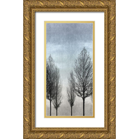 Tree Silhouette II Gold Ornate Wood Framed Art Print with Double Matting by Bennett, Kate