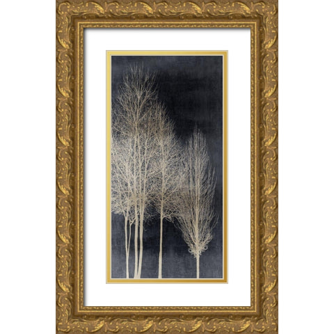 Silver Tree Silhoutte I Gold Ornate Wood Framed Art Print with Double Matting by Bennett, Kate