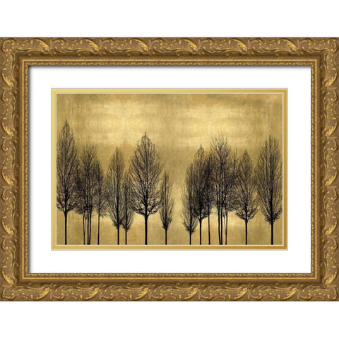 Tree Line on Gold Gold Ornate Wood Framed Art Print with Double Matting by Bennett, Kate