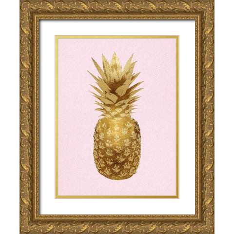 Pineapple Gold on Pink I Gold Ornate Wood Framed Art Print with Double Matting by Bennett, Kate
