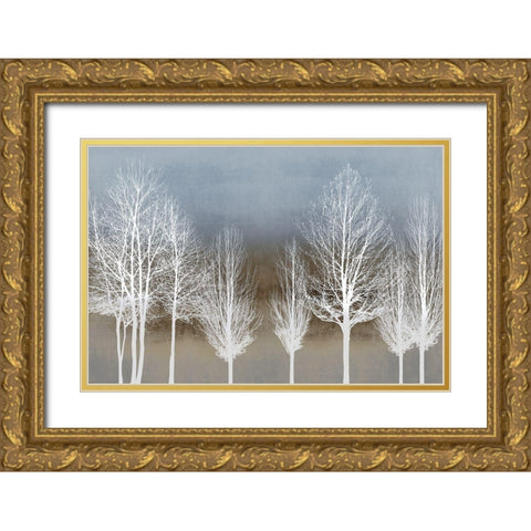 Trees on Brown and Blue Gold Ornate Wood Framed Art Print with Double Matting by Bennett, Kate