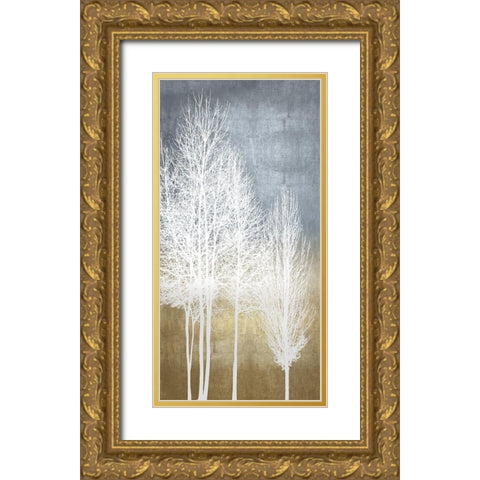 Trees on Gold Panel I Gold Ornate Wood Framed Art Print with Double Matting by Bennett, Kate