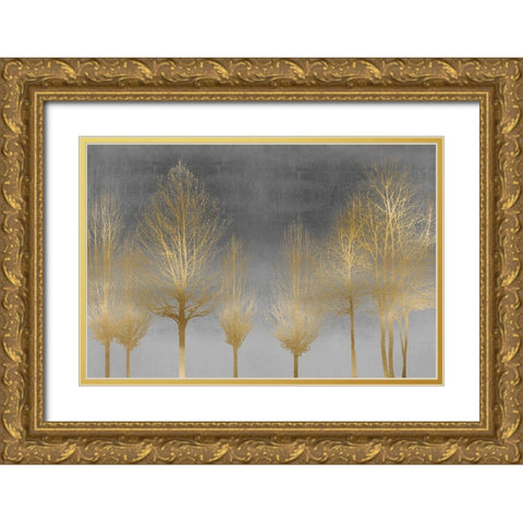 Gold Forest on Gray Gold Ornate Wood Framed Art Print with Double Matting by Bennett, Kate
