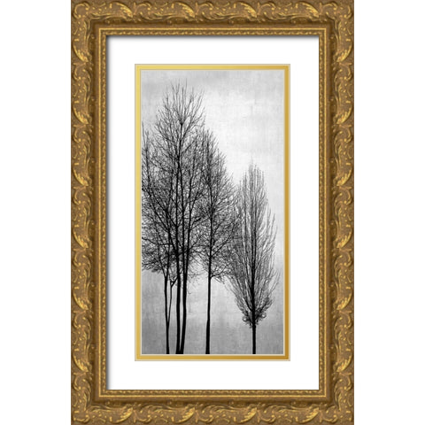 Trees on Silver Panel I Gold Ornate Wood Framed Art Print with Double Matting by Bennett, Kate