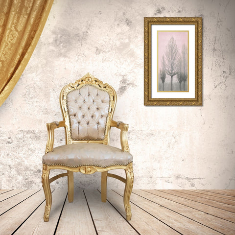 Gray Trees on Pink Panel II Gold Ornate Wood Framed Art Print with Double Matting by Bennett, Kate