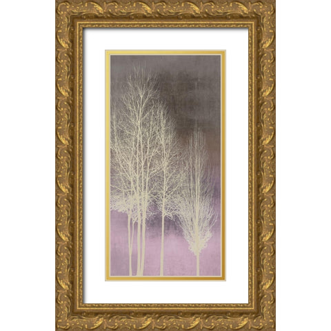 Trees on Pink Panel I Gold Ornate Wood Framed Art Print with Double Matting by Bennett, Kate