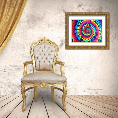 Tie Dye Rainbow Gold Ornate Wood Framed Art Print with Double Matting by Kearns, Molly