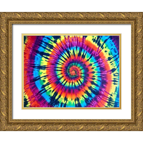 Tie Dye Rainbow Gold Ornate Wood Framed Art Print with Double Matting by Kearns, Molly