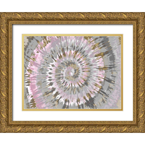 Tie Dye Blush Pink Gold Ornate Wood Framed Art Print with Double Matting by Kearns, Molly