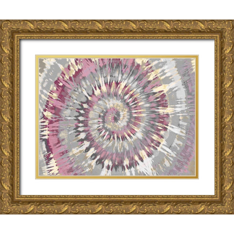 Tie Dye Pink Gold Ornate Wood Framed Art Print with Double Matting by Kearns, Molly
