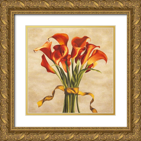 Bouquet ambra Gold Ornate Wood Framed Art Print with Double Matting by Corradini, Lisa