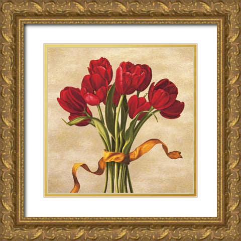 Bouquet rubino Gold Ornate Wood Framed Art Print with Double Matting by Corradini, Lisa