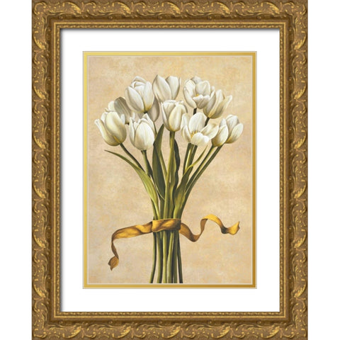 Bouquet candido Gold Ornate Wood Framed Art Print with Double Matting by Corradini, Lisa