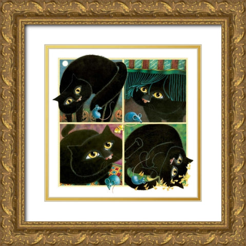 A Cat Never Tells Gold Ornate Wood Framed Art Print with Double Matting by Seeley, Laura
