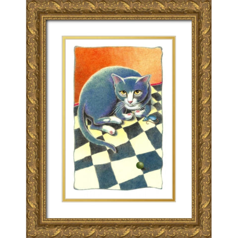 Blue Ribbon Baby Gold Ornate Wood Framed Art Print with Double Matting by Seeley, Laura